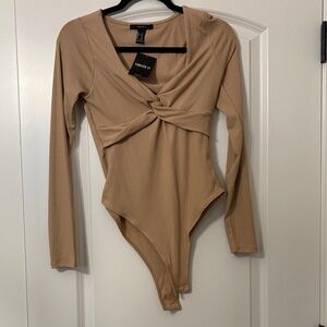 Forever 21 Beige Twisted Front Bodysuit